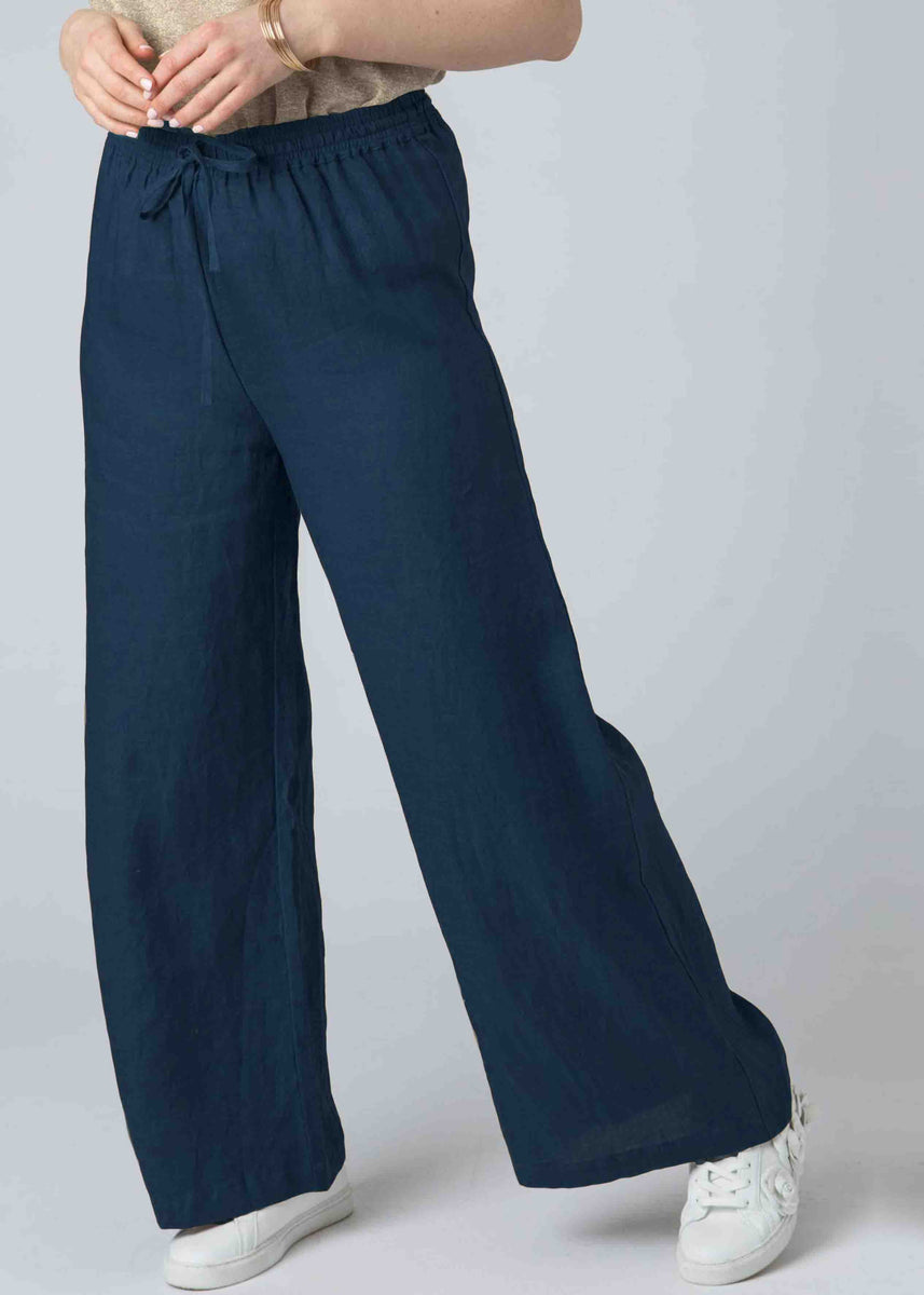 Lyla Linen Relaxed Leg Pull On Trousers | The Able Label